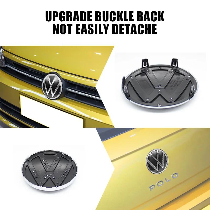 YKPSC1 139mm 110mm VW Logo ABS Emblem Car Hood Front Grill Rear Trunk Badge Accessory For Volkswagen Polo 2019 2020 2021 2022 2023 2024