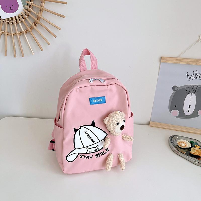 

Adorable Cartoon Bear Kindergarten Backpack For Kids Lightweight And Fun Design рожевий