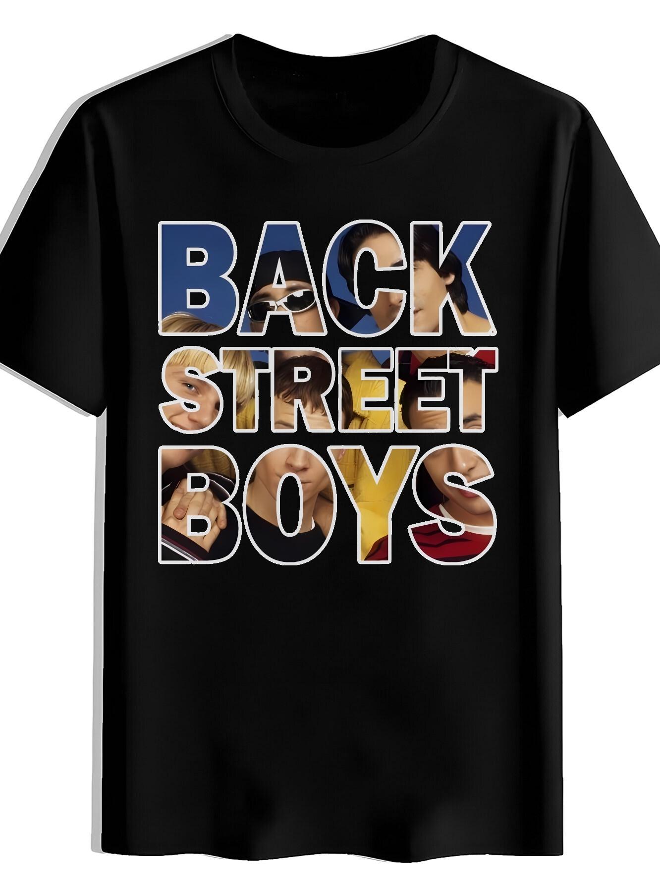 

Black Backstreet Boys Graphic T-shirt - Casual Summer Crew Neck Tee with Retro Rock Band Design XL