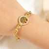 Clear Zircon Tree of Life Round Charm Bracelet For Women Fashion Stainless Steel Gold Color Wrist Chain Luxury Zircon Gift