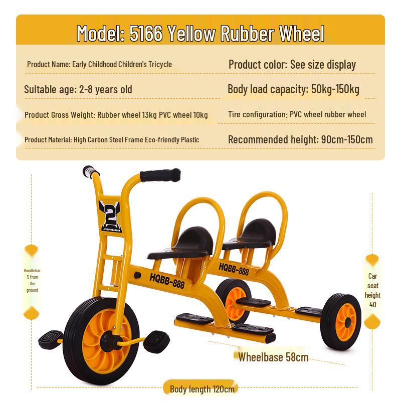 Kindergarten-Dreirad für Kinder 2-8 Jahre - Outdoor-Pedal-Fahrrad für Kleinkinder mit Eltern-Kind-Funktion