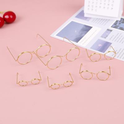 10 ks zlatý okrúhly rám okuliarov bez šošoviek pre doplnky k dekorácii bábik