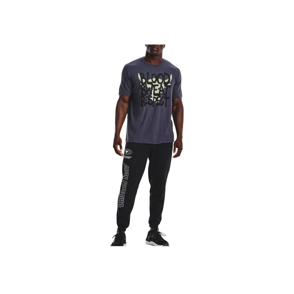 Under Armour Letter Print Bull Round Neck Short Sleeve T-Shirt Men T-Shirts Navy-Blue 1373745-558