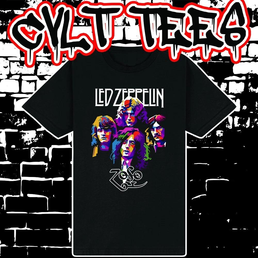 Men s and Women s T-shirts Led Zeppelin Art Band Tee 100% Cotton XS