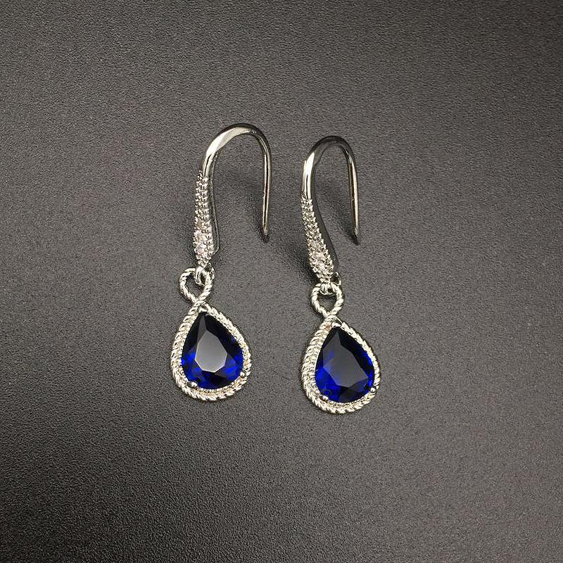 

HuiSept Charm Earrings 925 Silver Jewelry Water Drop Sapphire Gemstone Accessories Drop Earring for Women Wedding Engagement
