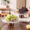 Naijiang Retro Wooden Pedestal Glass Fruit Bowl