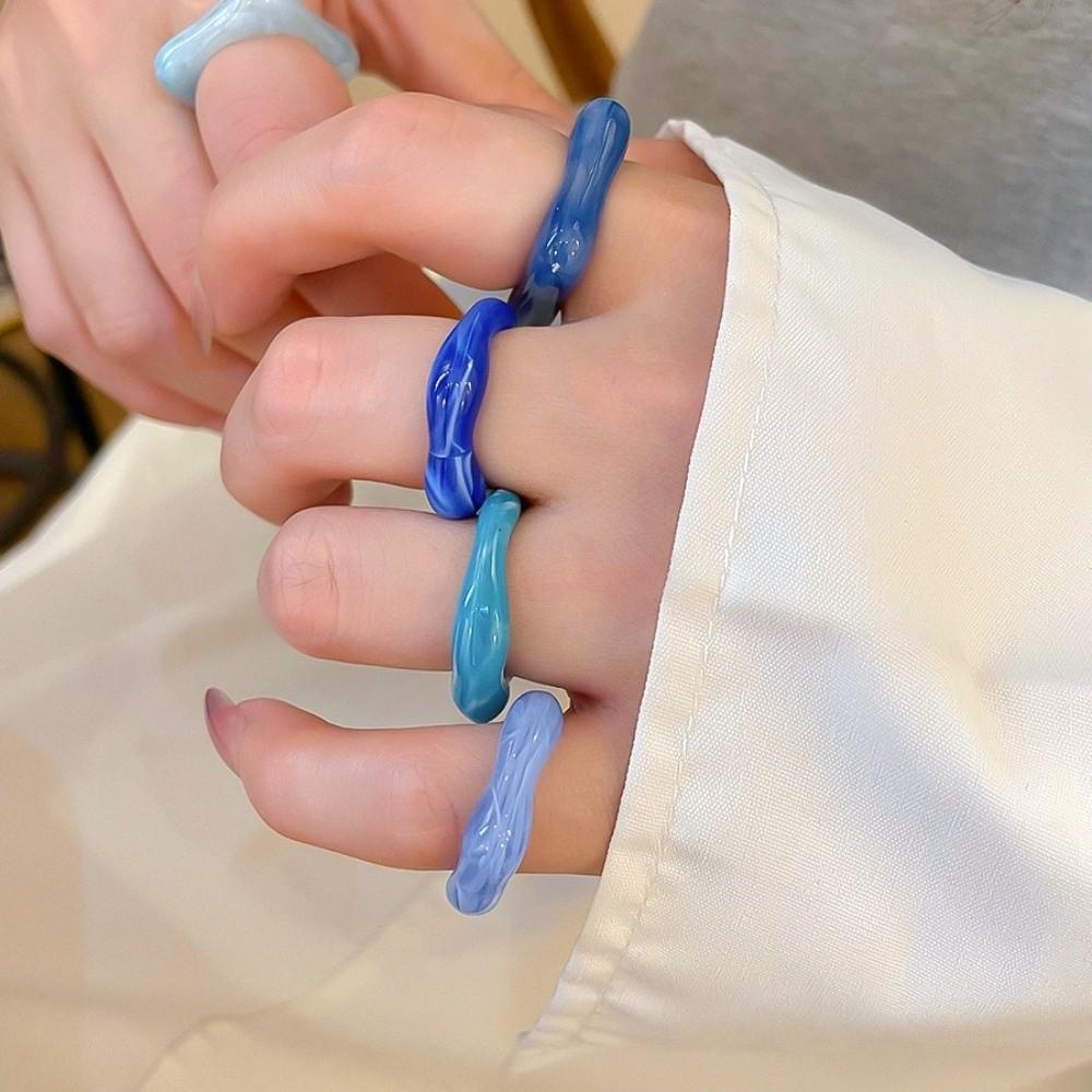 5Pcs Colorful Finger Ring Resin Acrylic Ring Fashion Irregular Rings  Jewelry Accessories