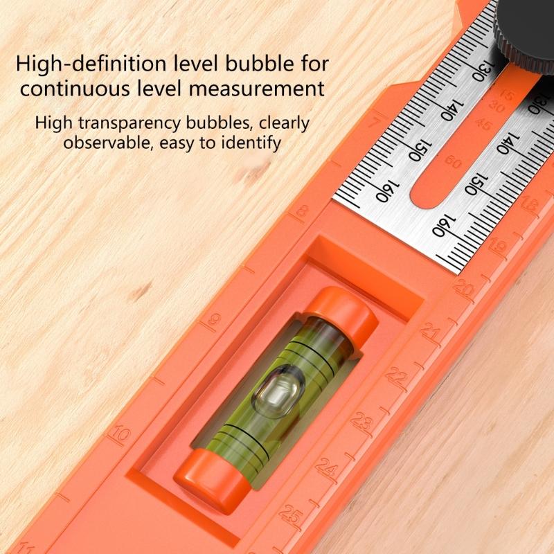 Multifunctional Foldable Angled Ruler Adjustable Positioning Scribing Protractor Marking Depth Measurement Tool Woodwork