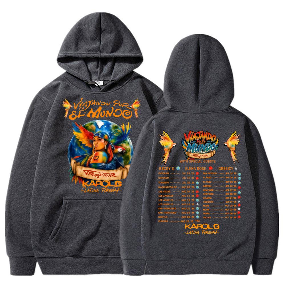 Karol G Tropicoqueta Tour Album Hoodies Men Women Fashion Popular Music Tracksuit Casual Fleece Sweatshirt Streetwear