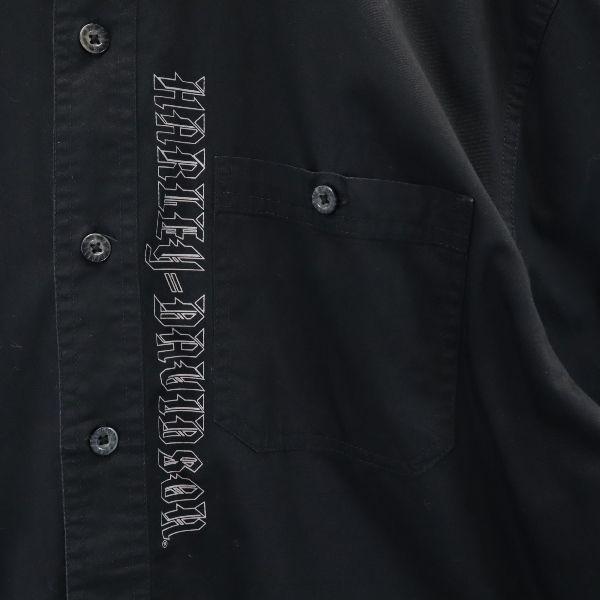 HARLEY DAVIDSON Back print Short sleeve Button down shirt L Black series Men's Used