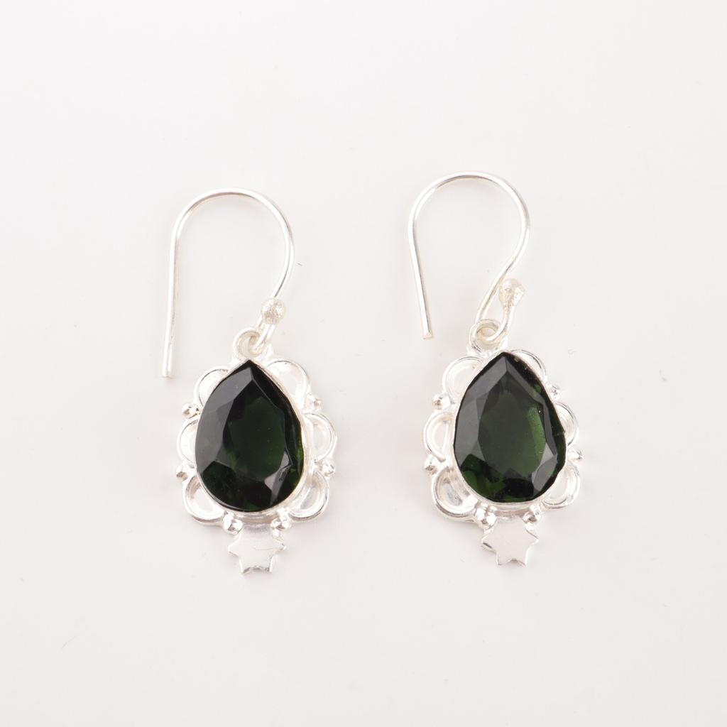Green Tourmaline Gemstone Earrings 925 Sterling Silver Jewelry Partywear Earring EE-163-15