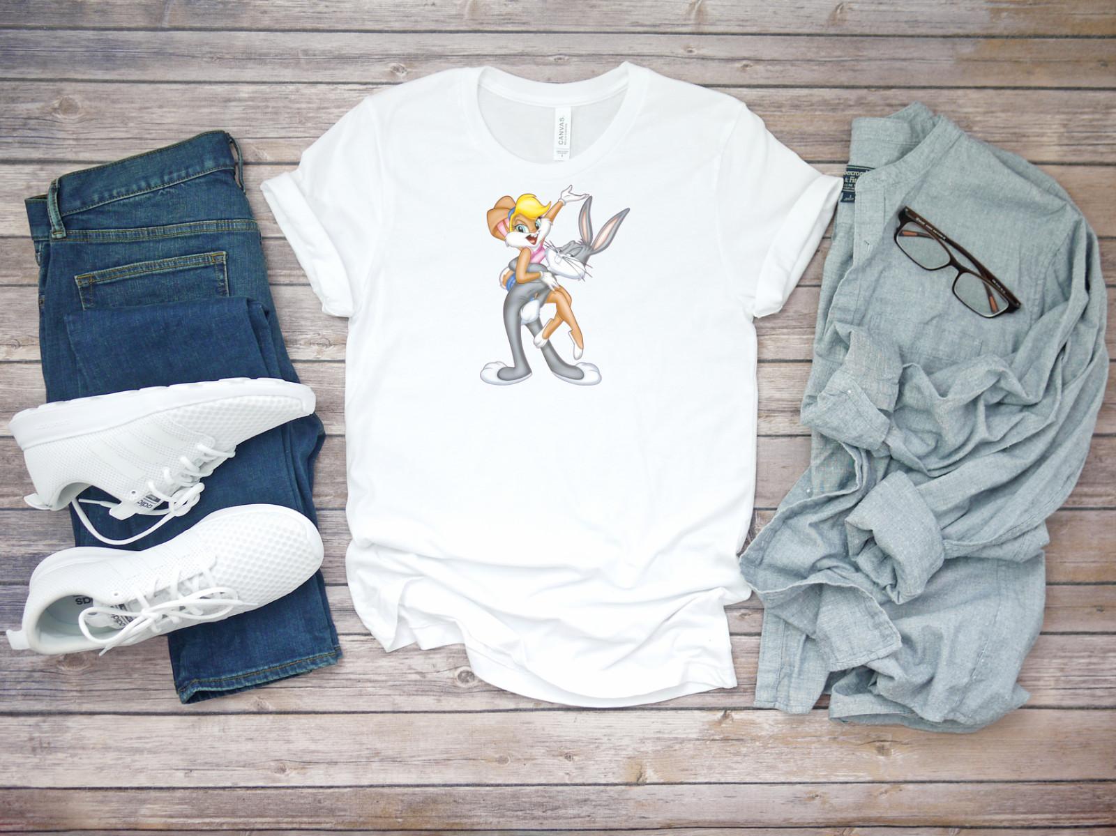 Bugs Bunny and Lola in lap Short Sleeve White Men T-shirt K828 XL