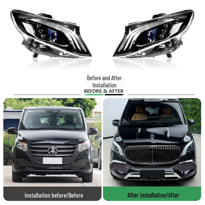 Mercedes-Benz Vito 16-25 Headlight Assembly with LED Projector & Maybach-Style Daytime Running Lights