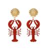 Handmade Lobster Earrings Stone Beaded Shells Earring Bohemian Bohemian Jewelry  Summer
