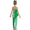 Girls Peplum Jumpsuit Christmas Costume Sleeveless Open Back High Waist with Sequins