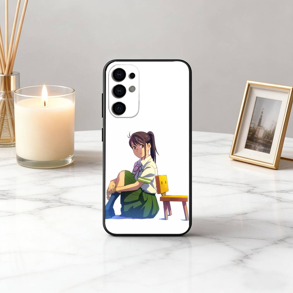 Cute S-Suzume Anime Phone Case For Samsung S25,S24,S21,S22,S23,S30,Ultra,S20,Plus,Fe,Soft Silicone Black Cover