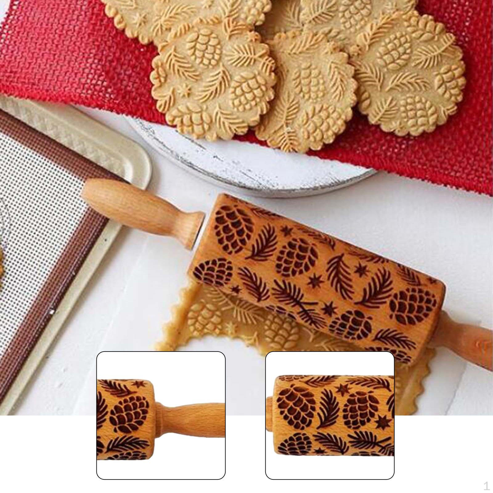 

Christmas Baking Rolling Pin, Novelty Decorative Tool, Comfortable Grip, DIY Kitchen Roller 35 cmx5 cm