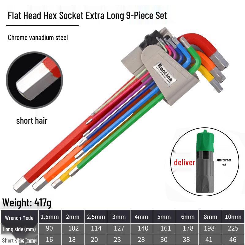 Colored Hex Key Set with Multifunctional 6-Point Screwdriver