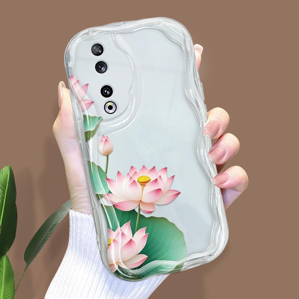 Cute Cartoon Pattern Cream Texture Casing Wavy Edge Soft Silicone Cover Phone Case for Huawei Honor Infinix Tecno iPhone
