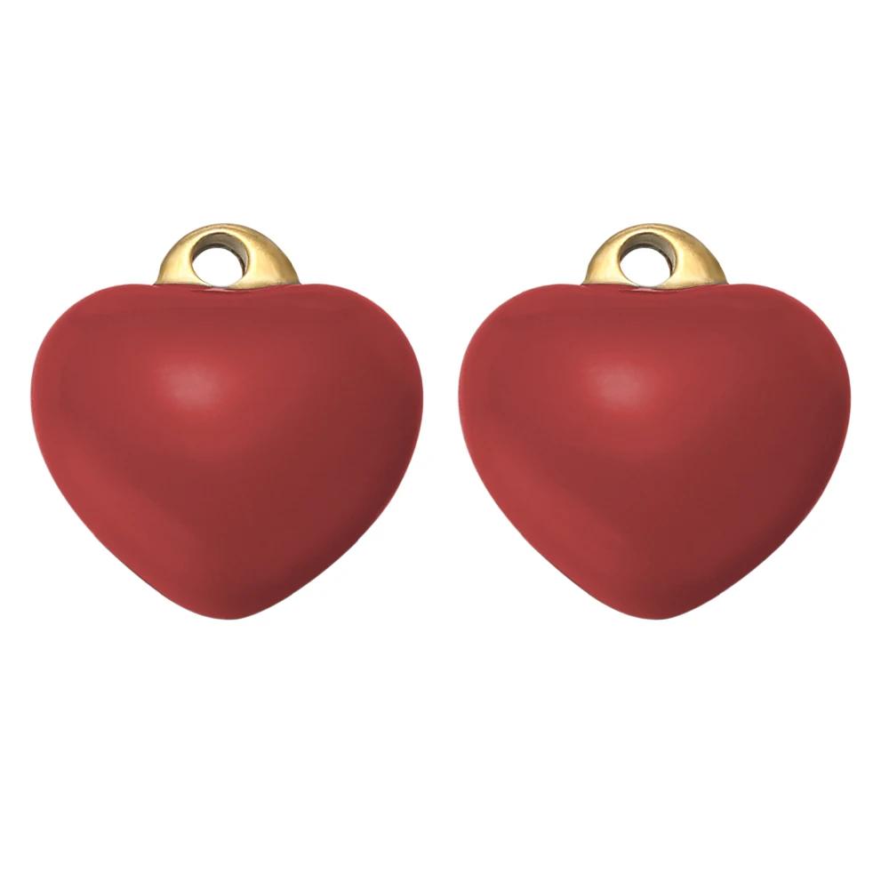 

5pcs Stainless Steel Enamel Heart Charms Pendants for DIY Kids Candy Color Jewelry Necklaces Findings Bracelet Making Supplies червоний
