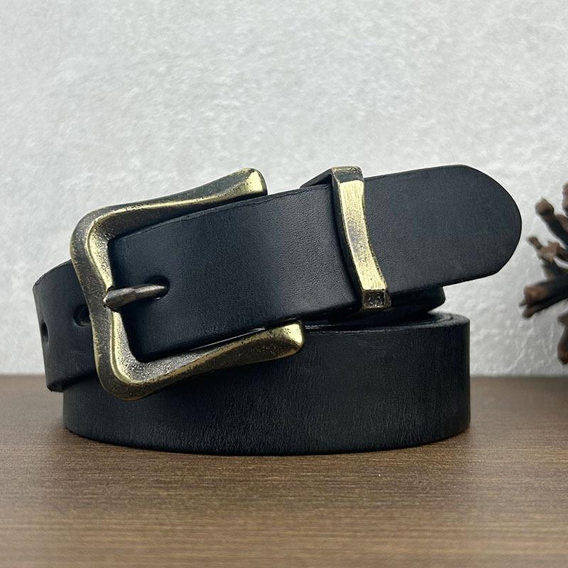 Thickened Belt Retro Copper Buckle Women'S Leather Casual Personality Trendy Belt First Layer Cowhide Jeans With Men