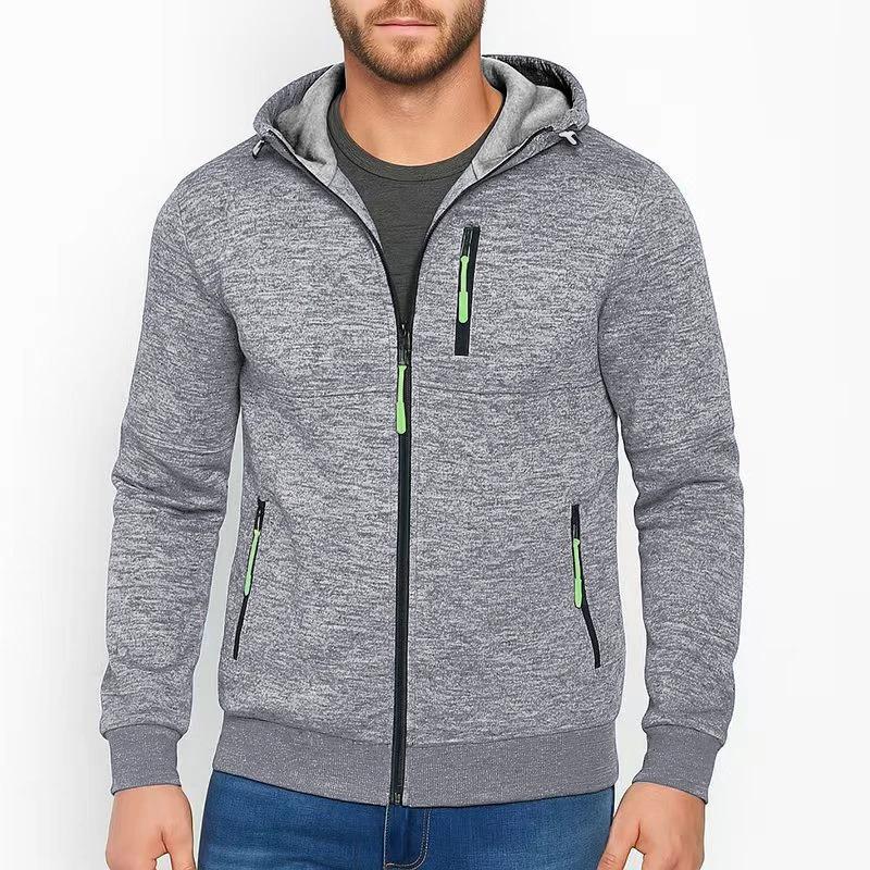 Autumn New Men's Casual Zippered Hoodie - Slim Fit Solid Color Sportswear Male Fashion Tracksuit Jacket