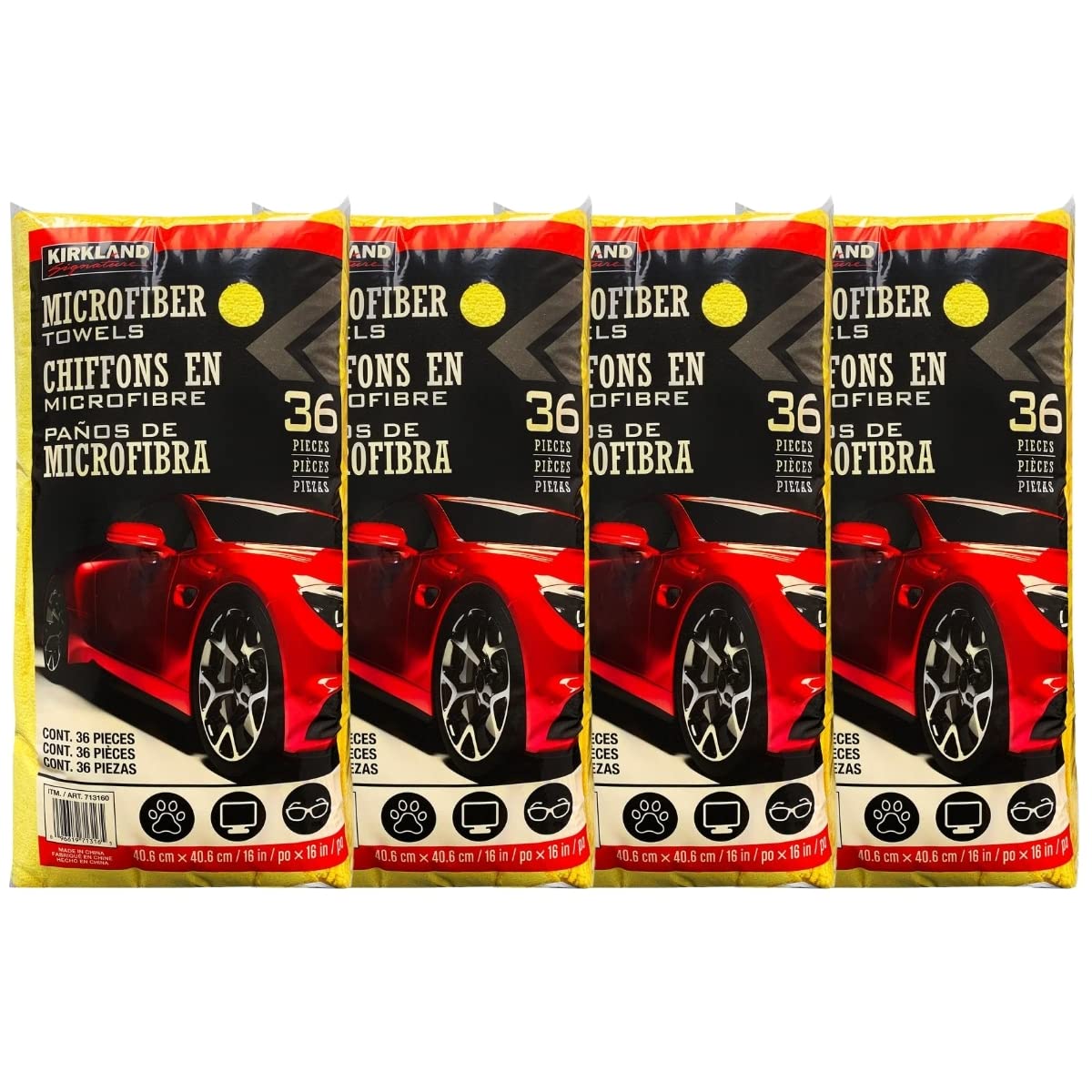 Kirkland Signature Микрофибра 144 шт. x 4 713161 Полотенца, (36 упаковок)