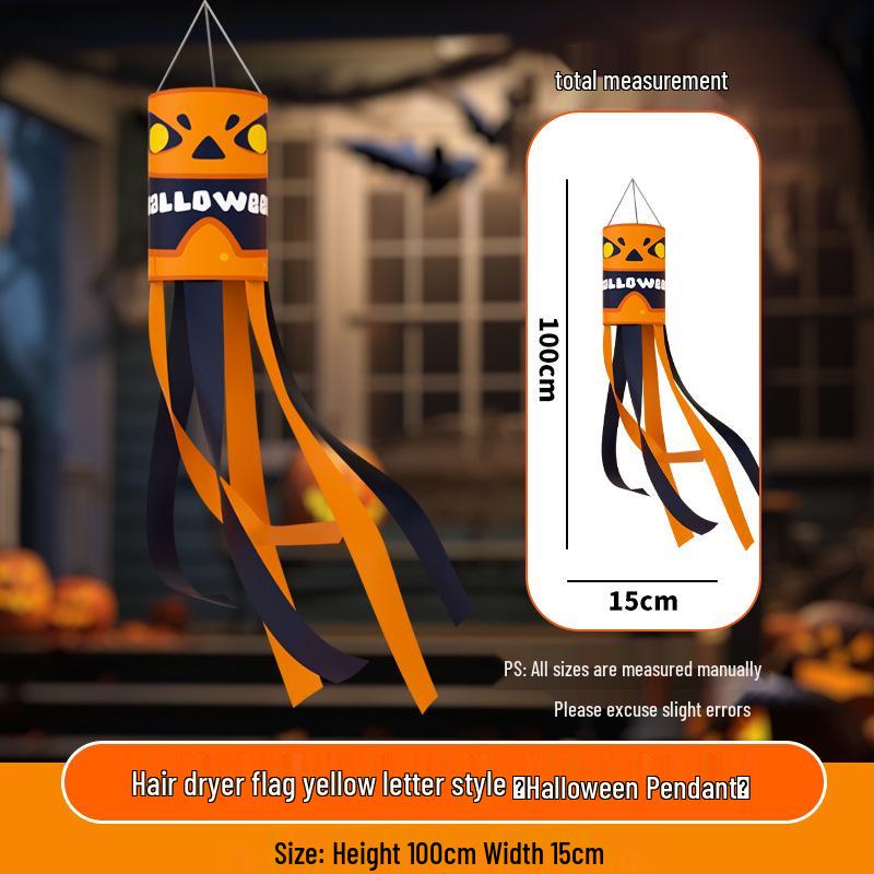 Halloween Outdoor Hanging Decorations: Pumpkin & Ghost Wind Sock Flags