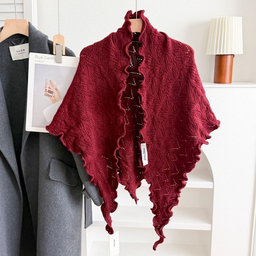Solid Color Women Scarf Wool Blend Wool Bandana Fashion Triangle Scarf Autumn Winter