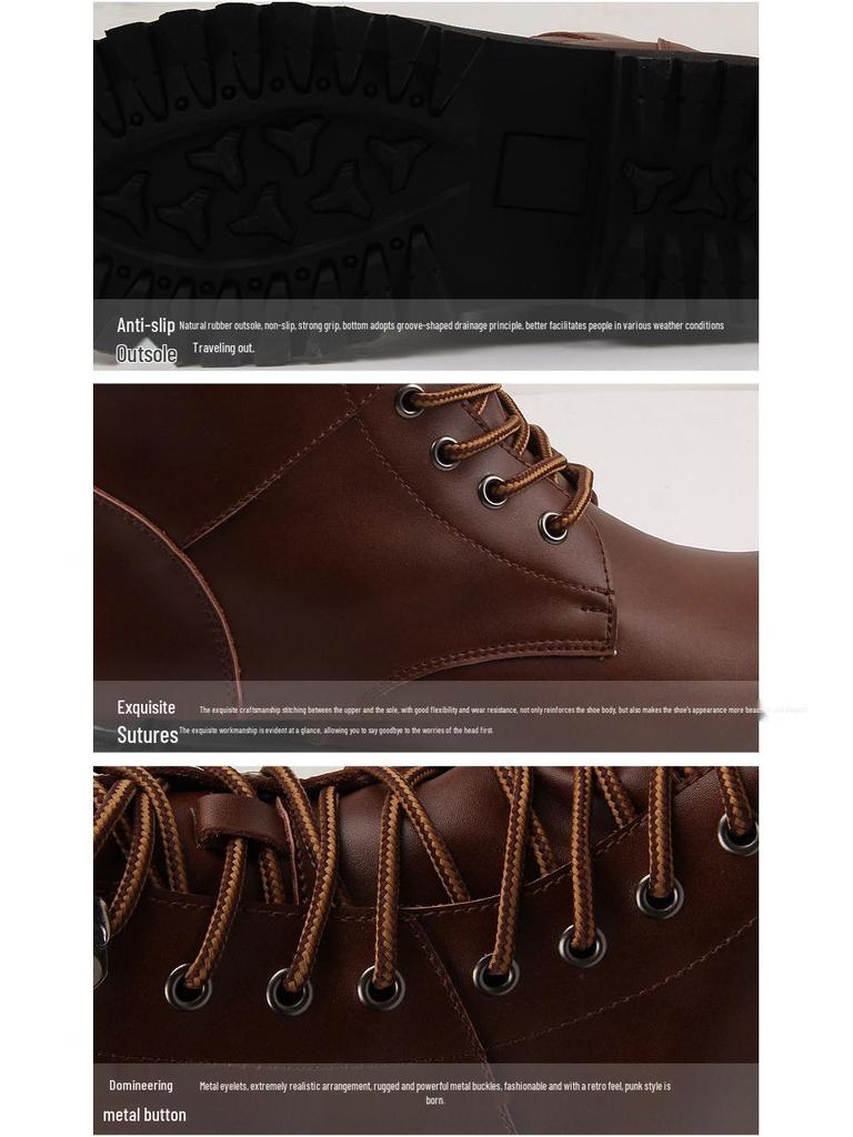 Spot Leder Militärstil High-Top Rutschfeste Fleecegefütterte Kampfstiefel - Leicht, Abriebfest und Warm zum Wandern und Arbeiten.