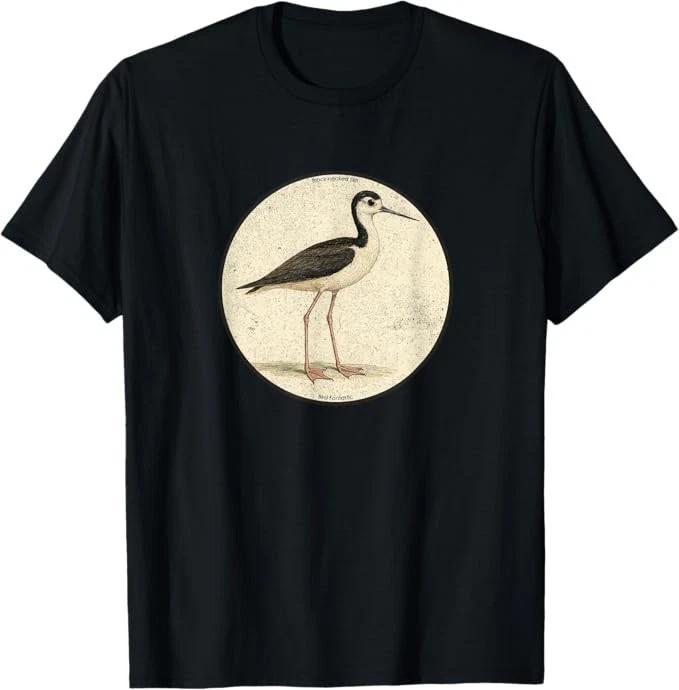 Black-Necked Stilt T-Shirt Retro Bird Tee Design 10 Colors by Bird.Fan 2XL