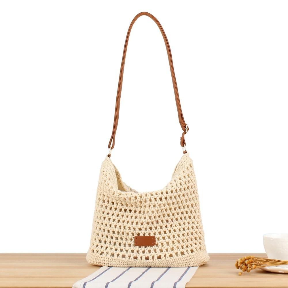 Fashion Large Capacity Shoulder Bag Hollow Out Bucket Shape Straw Bag Solid Women's Bag