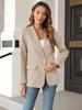 Women's Long Sleeve Open Front Blazer Button Detail Casual Work Office Jacket