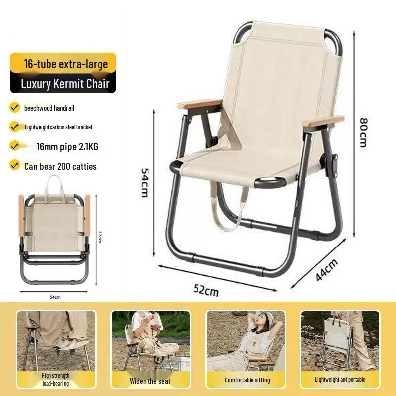 Custom Logo Portable Kermit Camping Chair - Folding Outdoor Chair for Fishing, Picnic, and Beach