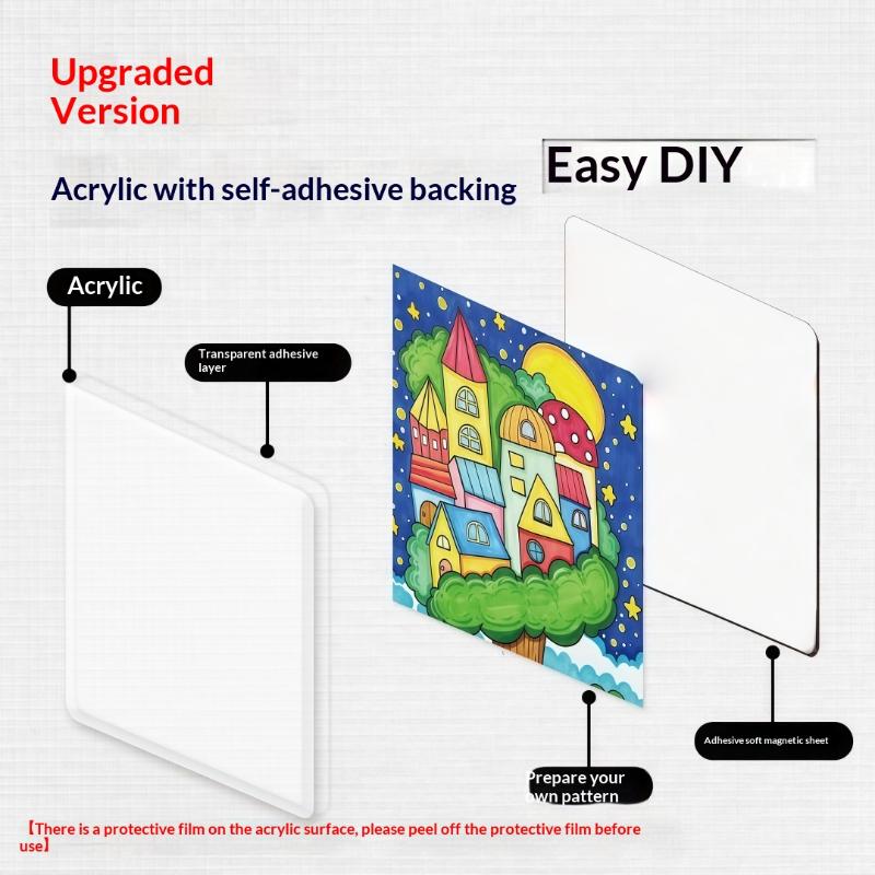 5 Set Handmade Magnetic Refrigerator Sticker Material Package Creative Diy Acrylic Fridge Magnets Souvenir Gift