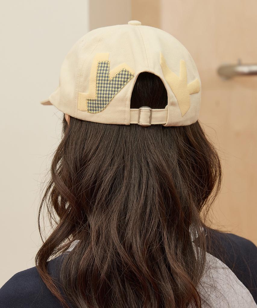 WAIKEI Yk Check Applique Ball Cap Light Yellow