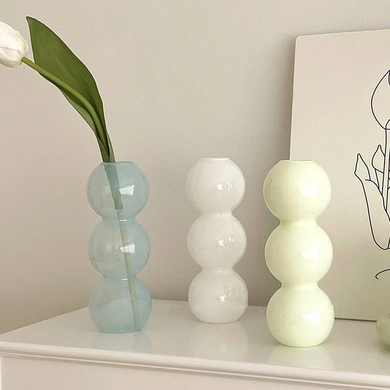 Bubble Glass Flower Vase Flower Bottle Vase Decoration Home Vases for Flower Aesthetic Room Decor Decorative Colored Vases