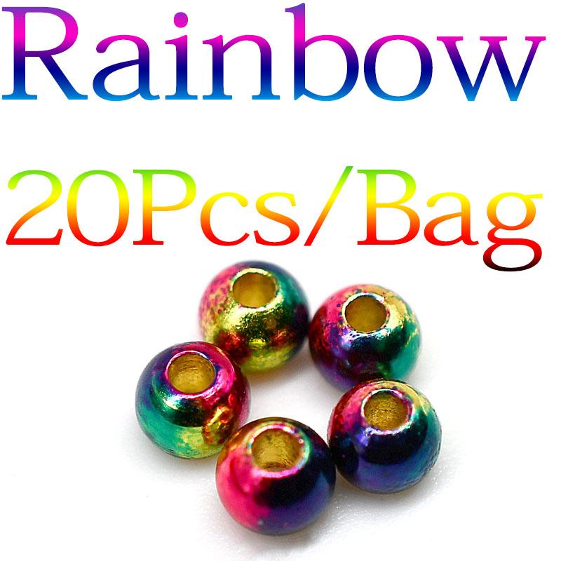 MNFT 20Pcs 3.2mm 6Colors Fly Tying Brass Beads Beadhead Nymph Stonefly Streamer Fly Fishing Trout Jig Flies Tying Material