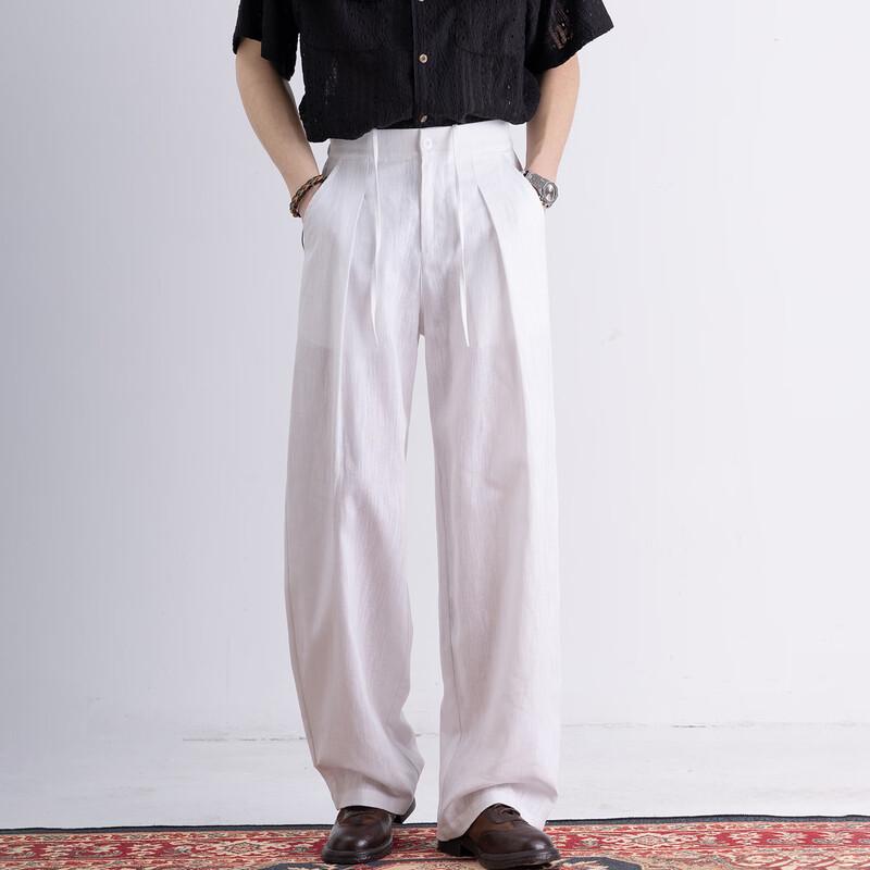 ROMON Men s Linen Blend Straight-Leg Casual Pants XL