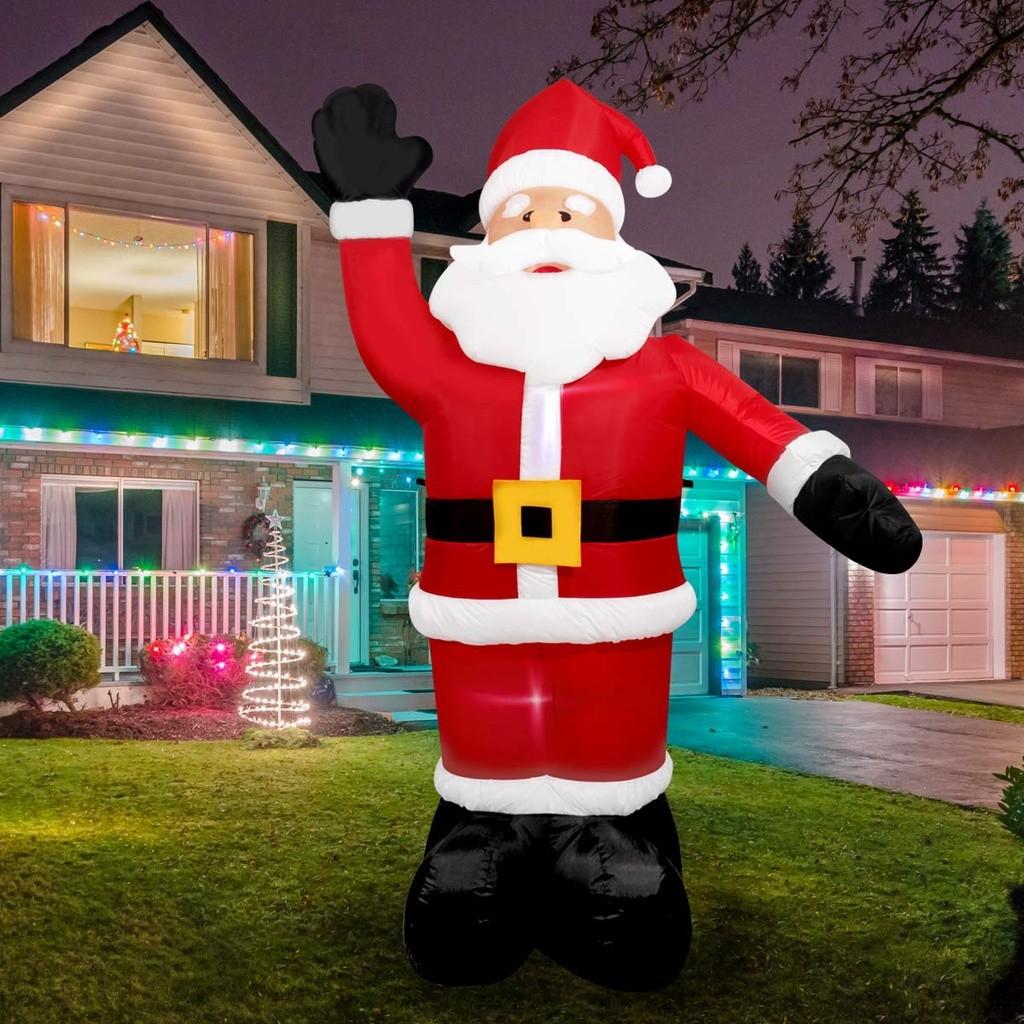 8 FT Christmas Inflatable Santa Claus Yard Decoration Lighted Blow Up Christmas Garden Lawn Decor Supplies