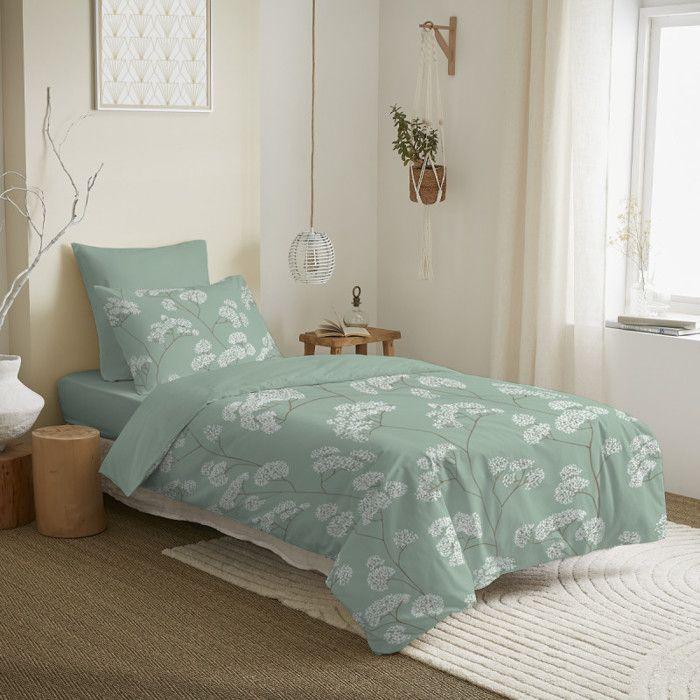 Complete Reversible Duvet Cover Pack for Bed 90 X 190 Cm Landscape Mint