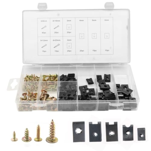 Winova U-Nut Screw Kit, U-Clips, Fairing Fixing Tool for Motorcycles and Automobiles, 170-Piece Set with Storage Case