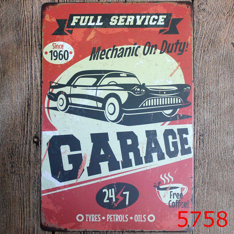 Retro Car Repair Shop Tin Sign for Bar or Living Room Decor