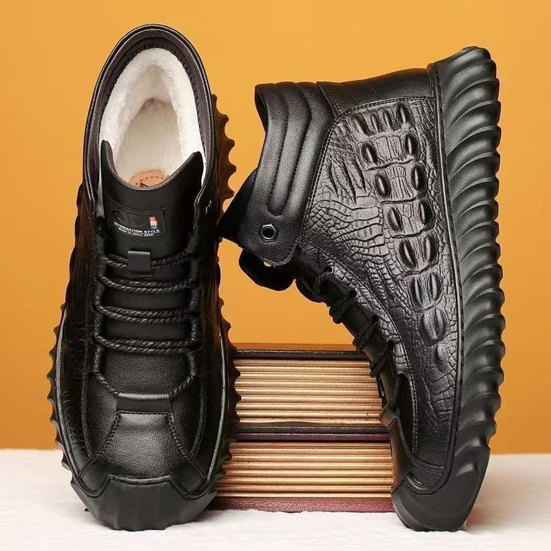 Cotton Shoes Men's Velvet Winter Warm Cowhide High-top Men's Shoes Cold-proof Snow Boots Men's Comfortable Shoes