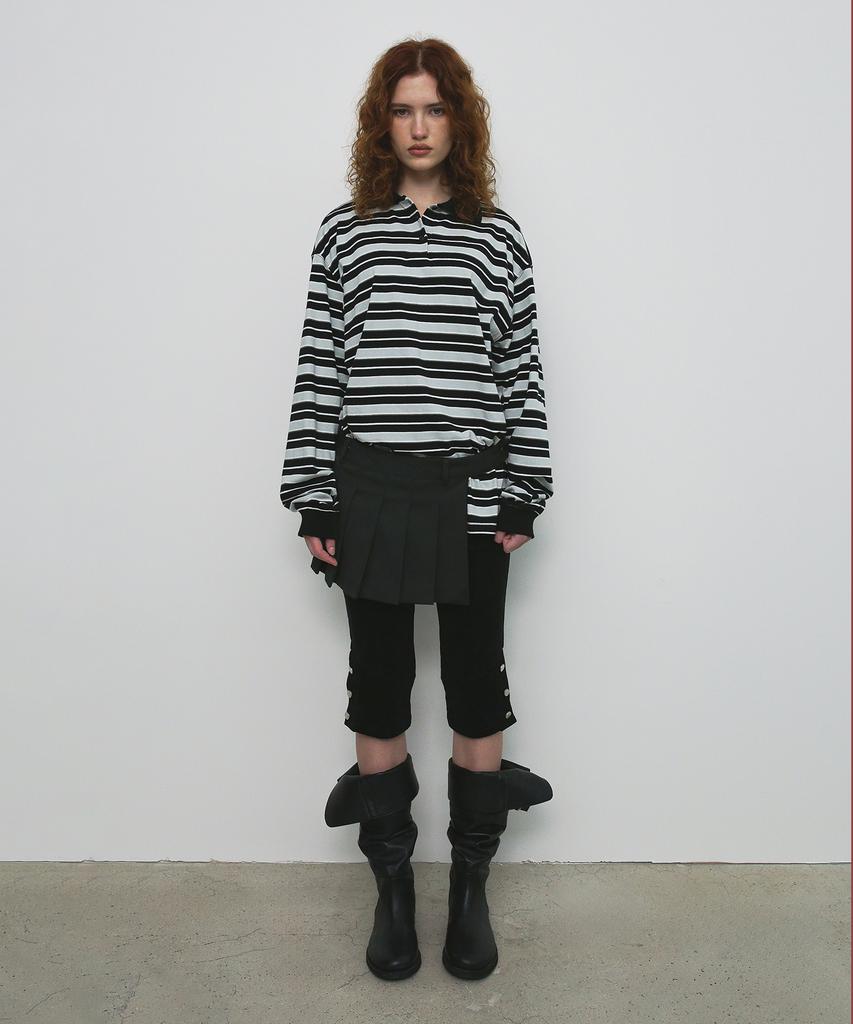 Saendeulig Layered Pleats Wrap Skirt Pants_Charcoal