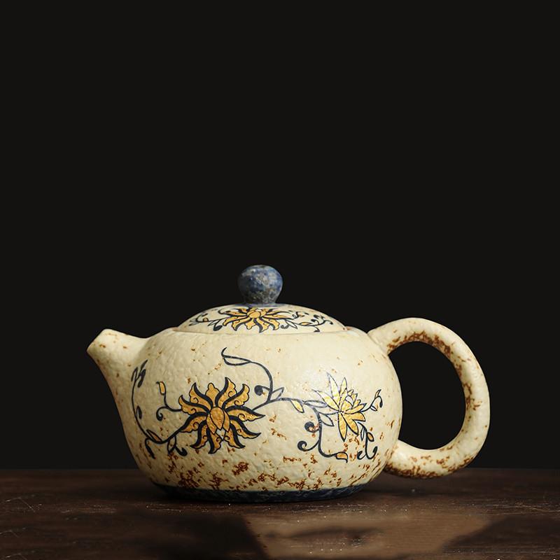 Chinese Traditional Ceramic Teapot Ball Hole Filter Handmade Flowers Xishi Tea Pot Beauty Tea Infuser Kettle Teaware 170ml