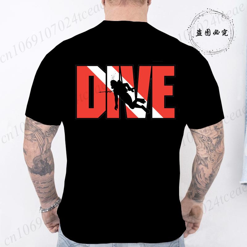New Fashion T Shirt for Men Casual Short Sleeve Hip Hop Streetwear SCUBA Dive Print Tee Shirt Pullover Mens Women T-shirt Tops
