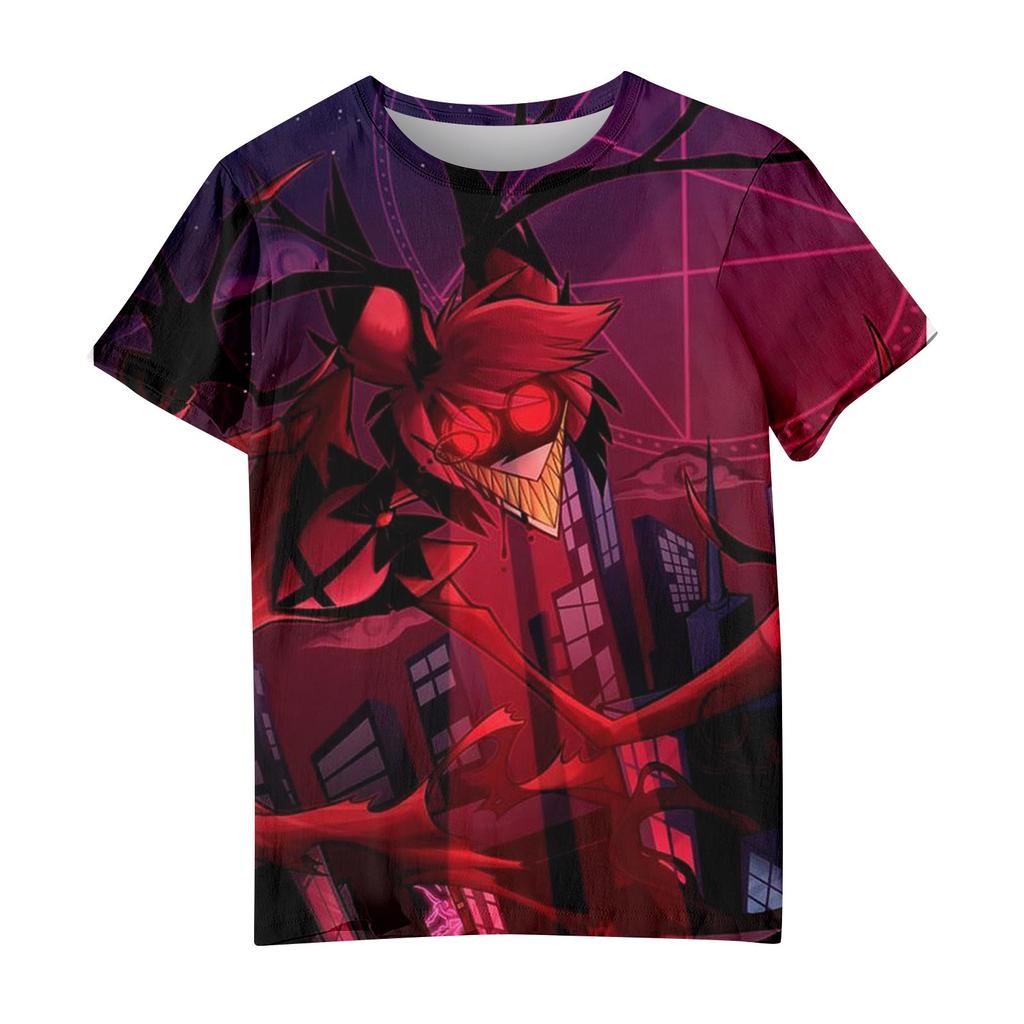 Unisex laisvalaikio trumpomis rankovėmis marginti marškinėliai su apvaliu kaklu