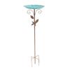 Bird Bath Feeder with Stake Height Adjustable Vintage Metal Cold Proof Standing Birdbath Birdfeeder for Garden Terrace