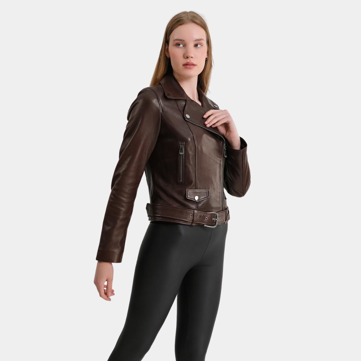 

Натуральная, натуральная кожа, женская байкерская куртка